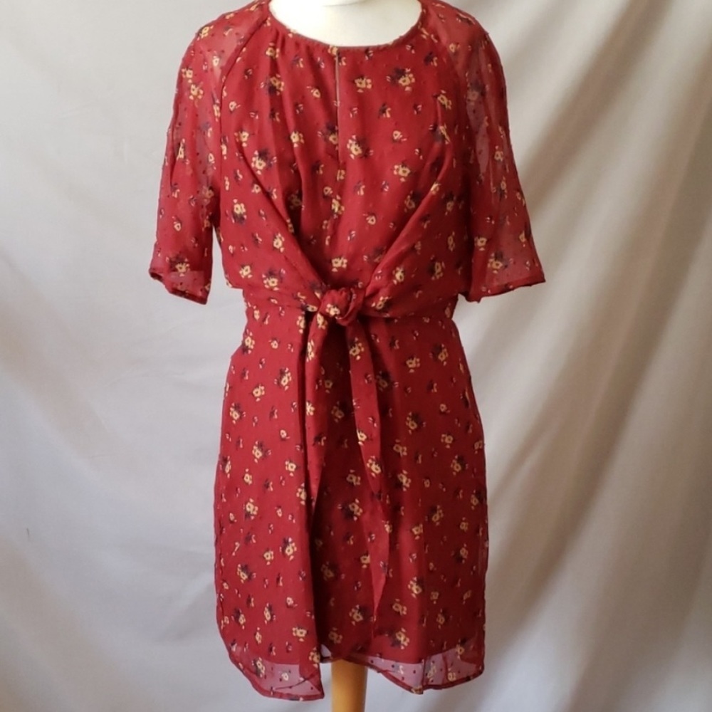 LOVE FIRE Ditsy Floral Tie Front Dress